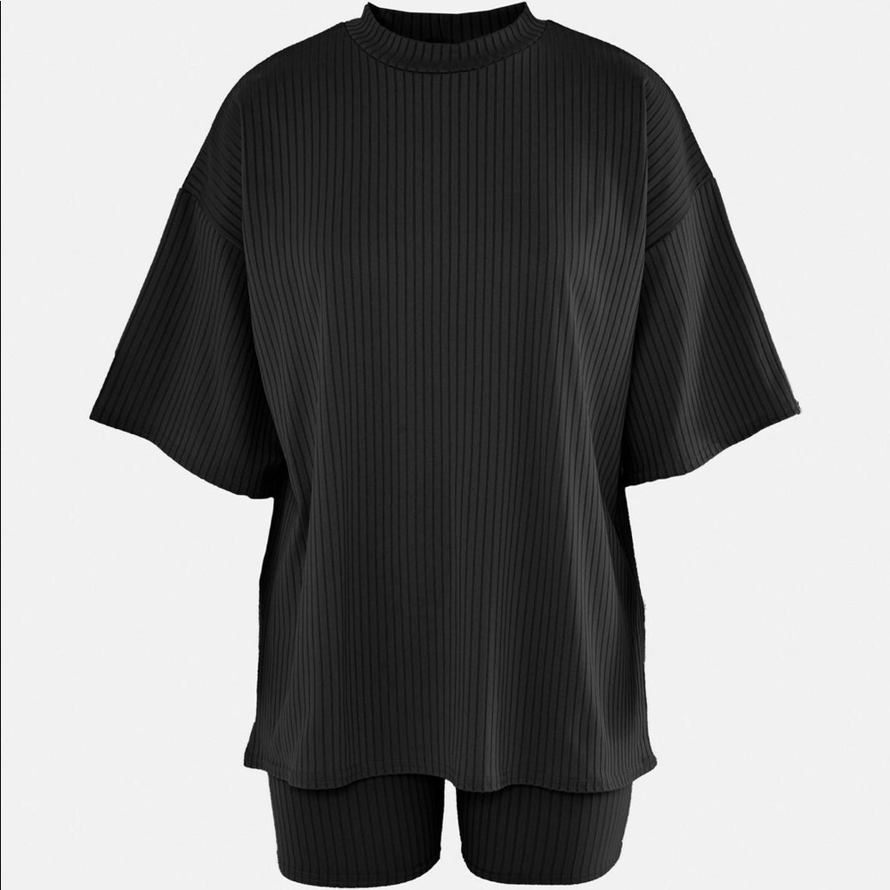 Black Ribbed Co ord Set